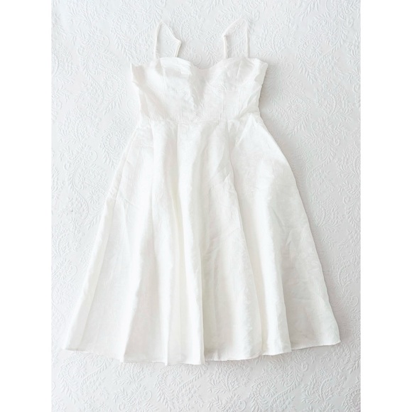 NWOT Lulus Meet for Tea White Jacquard Bustier Midi Dress With Pockets XLarge - Picture 2 of 8